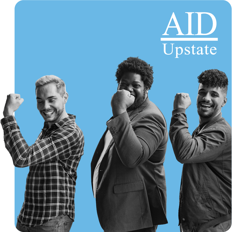 Group of people promoting strength in health for AID Upstate