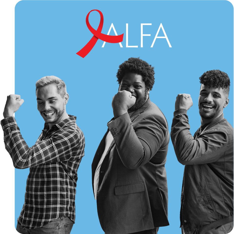 Group of people promoting strength in health for ALFA