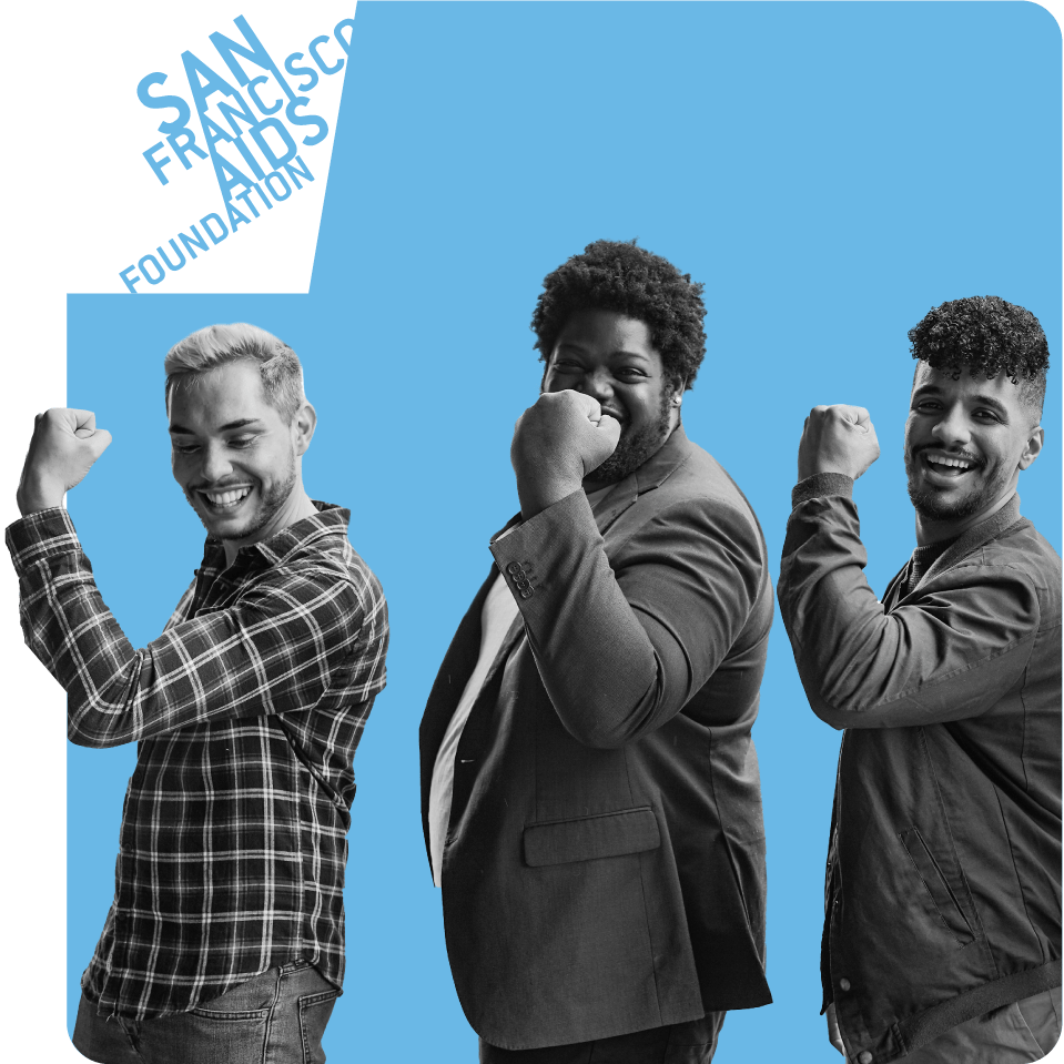 Group of people promoting strength in health for San Francisco AIDS Foundation