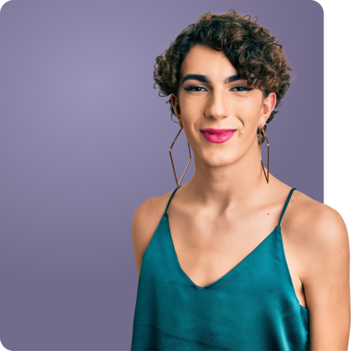 Understanding PrEP Side Effects with Q Care Plus Confident person with short curly hair wearing a teal top and earrings, representing informed PrEP use with Q Care Plus.